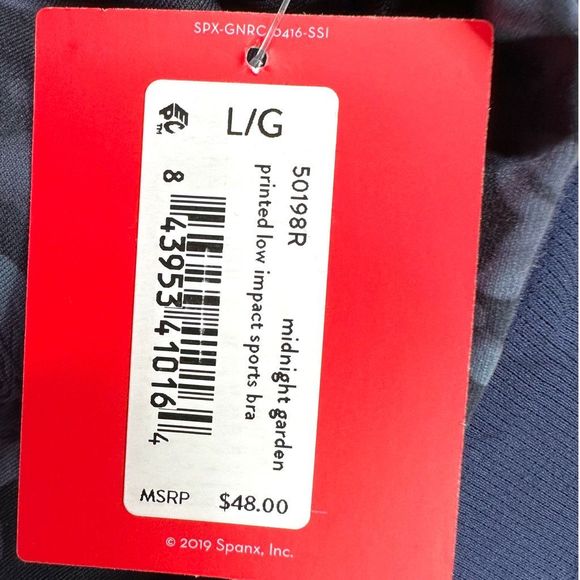 SPANX Midnight Garden Print Low Impact Sports Bra - Size Large - Picture 6 of 7